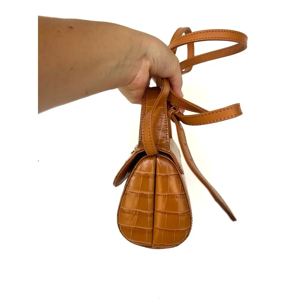 Amelie Pichard Mini Crossbody Baby Abag Snakeskin Effect Purse Crocodile Tan